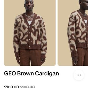 Men's Brown Patterned Cardigan